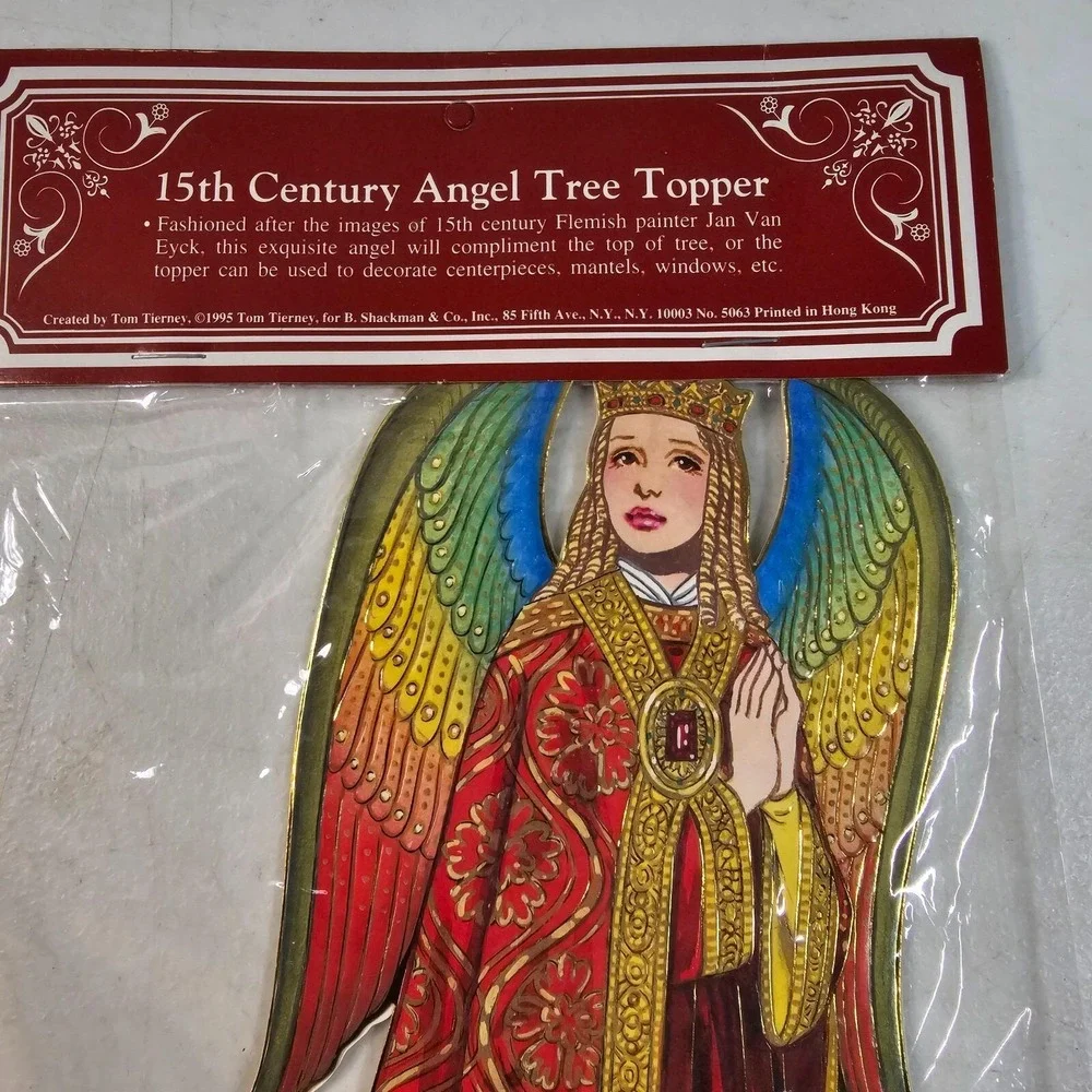 VTG Christmas Paper Angel Tree Topper 1995 Shackman‎ Diecut 11 Inch Tall